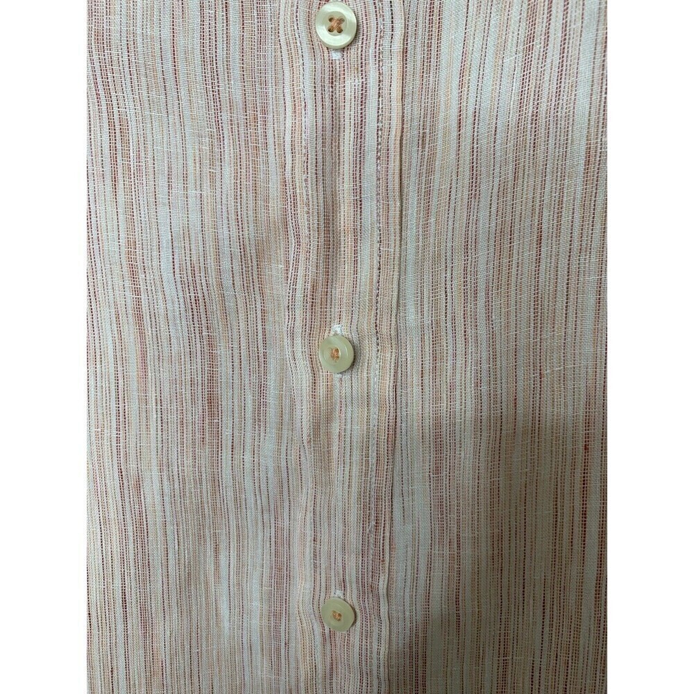 Tommy Bahama Men 100% Linen Long Sleeve Shirt Sz L Striped Tropical Pink Light - Picture 8 of 8